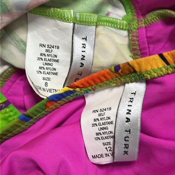 Trina Turk Polynesian Palms Two Piece Tankini Hipster Bottoms Multicolor *Size 8 - Picture 15 of 15